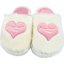 Sia Çanta Eva Taban Comfortline Kaydırmaz Halı Terliği Kürklü Kalp Emoji'li Üşümeyen Ayaklar Kadın Terlik