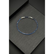 Frnch 3mm Zirkon Taşlı Lacivert Renk Tennis Erkek Bileklik FRJ12204-3204-L