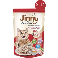 Jinny Tavuk Sosu Içinde Ton Balıklı Yetişkin Kedi Yaş Maması 70 gr  12 Adet