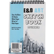 E&D Art Sketch Book Beginner 14x20cm 40yp 80gr Eskiz Çizim Defter