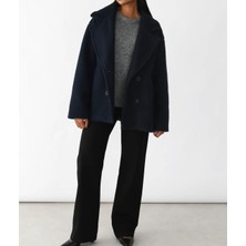 Lacivert Yünlü Kaban