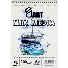 E&D Art Mix Media A5 300gr 12yp Üstten Spiralli Çok Amaçlı Blok /