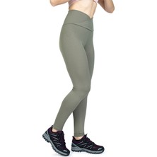 The Step Sports Fitilli Çağla Yeşili Çapraz Bel Detaylı Kışlık Içi Polarlı Termal Tayt