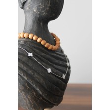 Nenya Çelik Yonca Model Kolye Bileklik Set