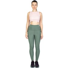 The Step Sports Kadın Çağla Yeşili Kışlık Içi Polarlı Cepli Yüksek Bel Toparlayıcı Termal Tayt