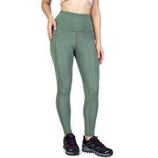 The Step Sports Kadın Çağla Yeşili Kışlık Içi Polarlı Cepli Yüksek Bel Toparlayıcı Termal Tayt