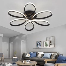 St Aydınlatma Luxor Oturma Odası Salon Yatak Odası için Siyah Kasa 60 cm Kumandalı 3 Renk Kumandalı LED Avize