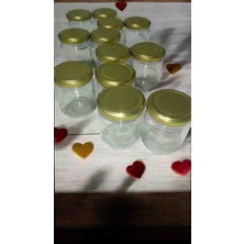 Şişecam 12'li Cam Mama-Yoğurt Kavanozu 210CC Gold Kapaklı