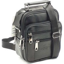 Newish Polo Erkek Siyah Hakiki Deri Çelik Kasalı Omuz Ve El Çantası (15X19CM) newpolo274
