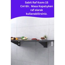 Kydonia Home Mdf Lam 4 Köşesi Oval Antrasit Gri Sabit Raflı Duvara Monte Kırma Katlanır Yemek Mutfak Masası