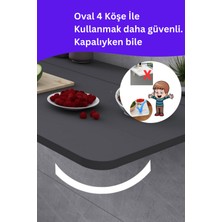 Kydonia Home Mdf Lam 4 Köşesi Oval Antrasit Gri Sabit Raflı Duvara Monte Kırma Katlanır Yemek Mutfak Masası