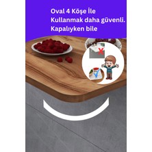 Kydonia Home 4 Köşesi Oval Zeytin Ahşap Desenli Sabit Raflı Duvara Monte Kırma Katlanır Yemek Mutfak Masası