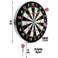 Faial Xl Boy Dart Tahtası Seti 18 Inç Profesyonel Dart Seti + 6 Adet Dart Oku 18GR