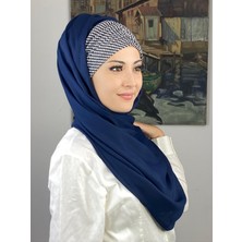 Lacivert Kaz  Büzgülü Şal