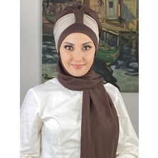 Kahverengi Pitikara Büzgülü Bone Şal