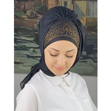 Butik AmbarPrenses Model Gold Taşlı Simli Şifon Hazır Şal