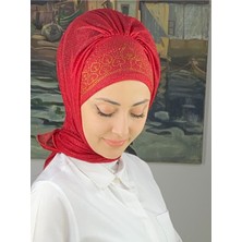 Butik Ambar Prenses Model Gold Taşlı Simli Şifon Hazır Şal