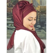Butik AmbarButik Ambar Mihrimah Çapraz Drapeli Fransız Şifon Altın Taş Detaylı Hazır Şal