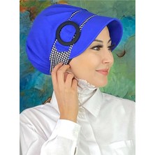 Butik AmbarNazlı Model Tokalı Iri Siyah Beyaz Kazayaklı Tesettür Şapka