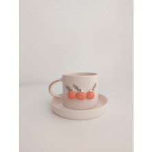 Balkabağı Kahve Fincanı/elyapımı Kahve Fincanı/altın DETAYLI/150ML Tabaklı 1ADET