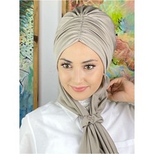 Butik AmbarBüzgülü Taşlı Tokalı Atkılı Taş Rengi Bone