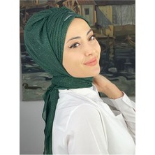 Butik AmbarGümüş Taşlı Drape Detaylı Simli Şal