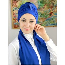 Butik AmbarHürrem Taşlı Tek Biritli Atkılı Saks Mavisi Bone