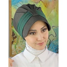 Butik AmbarCırtcırtlı Nane Yeşili Şifon Fularlı Şapka