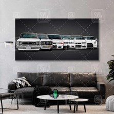 SML Tablo Nissan Gtr Araba Koleksiyonu Modelleri Eski ve Yeni Kasa Evrimi Enine Yatay Kanvas Tablo