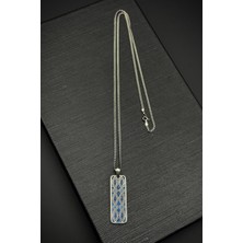 Frnch 925 Ayar Gümüş Italyan Model Lacivert Zirkon Taşlı Gümüş Renk Erkek Kolye FRJ30762-862-L2