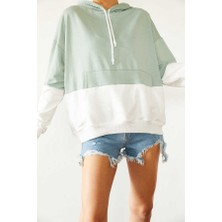 Unisex Mint Beyaz & Beyaz Parçalı Sweatshirt