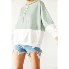 Unisex Mint Beyaz & Beyaz Parçalı Sweatshirt