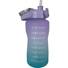 Günlük Motivasyon Su Matarası, Suluk 2 Litre (2000ML), Spor Salonu Su Şişesi Gym (Turkuaz Kapaklı)