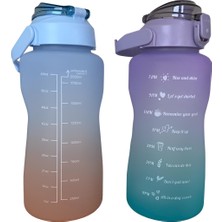 Günlük Motivasyon Su Matarası, Suluk 2 Litre (2000ML), Spor Salonu Su Şişesi Gym (Turkuaz Kapaklı)