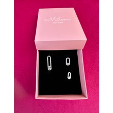 Milena Istanbul Mess Zirkon Taşlı Üçlü Küpe Seti