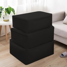 La Home Concept 7 Adet Siyah Küçük Boy Baza Altı & Gardrop Yorgan Ve Kıyafet Hurcu 30x22,5x20