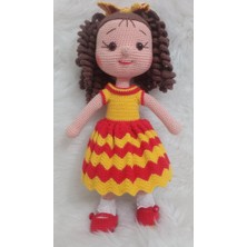Kırmızı Sarı Kıvırcık Saçlı Karnaval Bebek Amigurumi Organik Oyuncak