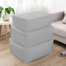 La Home Concept 3 Adet Gri Mega+  Boy Baza Altı & Gardrop Yorgan Ve Kıyafet Hurcu 75x45x45