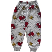 Şeker Kids Erkek Çocuk Pamuklu 2 Iplik Şardonlu Gri-Kırmızı Örümcek Desen Pijama Takımı