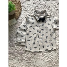 Kuzu Baby Boutique Araba Desenli Papyonlu Gömlek Pantolon Takım