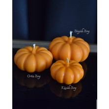 Arbuq Concept Büyük Orta Küçük Dekoratif Balkabağı Pumpkin Mum Kokusuz Turuncu 3'lü PAKET- Soya ve Balmumu