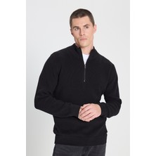 Wrangler Regular Fit Normal Kesim %100 Pamuk Fermuar Detaylı Lacivert Triko Kazak