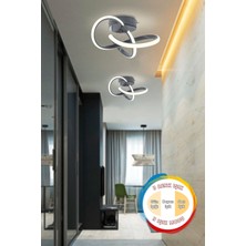 Woodhub Sofia Modern Plafonyer Füme 3 Renk Işık Modu Tavana Sıfır Salon Mutfak Hol LED Avize
