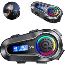 Comse LCD Ekran Fm Radyolu Rgb Ledli Motosiklet Bluetooth Kask Kulaklık Intercom Su Geçirmez Interkom Q08