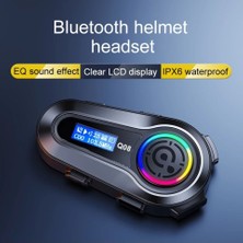 Comse LCD Ekran Fm Radyolu Rgb Ledli Motosiklet Bluetooth Kask Kulaklık Intercom Su Geçirmez Interkom Q08