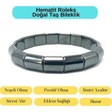 Yıldız Doğal Taş Sertifikalı Hematit Roleks Kesim Doğal Taş Bileklik