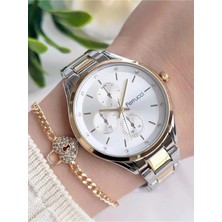 Ferrucci Silver&gold Çelik Kordon Kadın Kol Saat+Bileklik