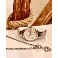 Ferrucci Silver&rose Çelik Kadın Kol SAAT+%100 Çelik Süper Kolye Hediye Set