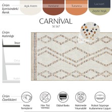 Cool Halı Carnival Krem Halı Yolluk Hol Koridor Halısı Geometrik Desenli Şönil Halı Yıkanabilir Mutfak Halısı