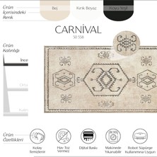 Cool Halı Carnival Bej Halı Yolluk Hol Koridor Halısı Etnik Desen Otantik Şönil Halı Yıkanabilir Mutfak Halısı